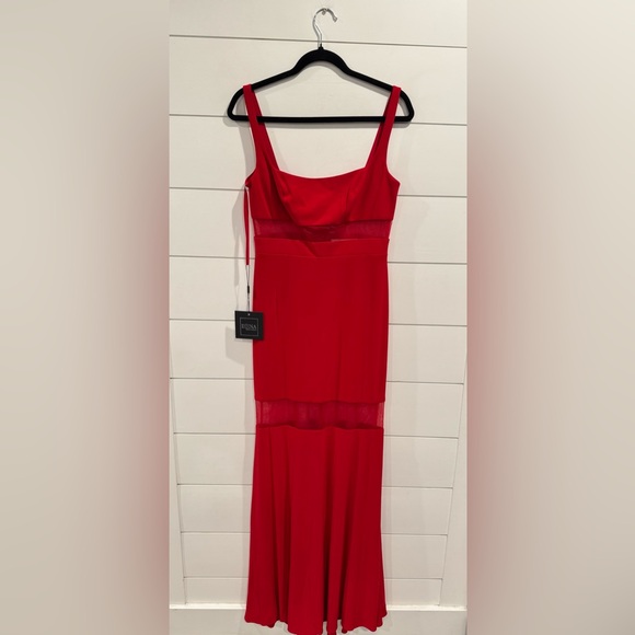 NWT Ieena Mac Duggal red mesh gown 11698 - Picture 4 of 9